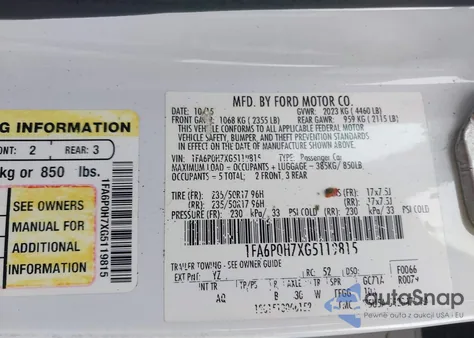 2016 Ford Fusion Se z USA, uszkodzony, nr VIN 1FA6P0H7XG5119815